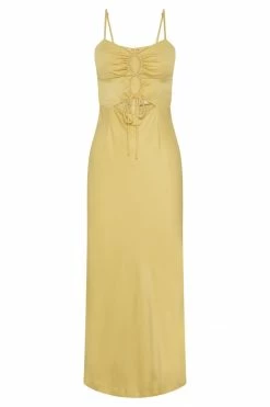 JLW DRESSES Cassie Ruched Cut Out Maxi Dress - Yellow