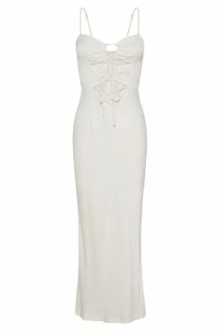 JLW Cassie Ruched Cut Out Maxi Dress - White DRESSES 13 JLW Cassie Ruched Cut Out Maxi Dress - White DRESSES