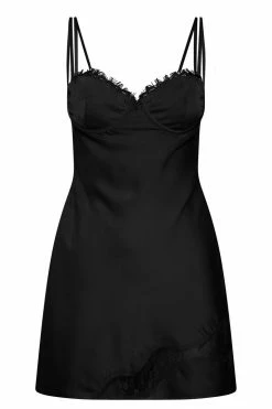 WNG DRESSES Joslyn Satin Lace Slip Mini Dress - Black 11 WNG DRESSES Joslyn Satin Lace Slip Mini Dress - Black