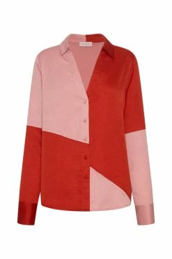 WNG Cantena Satin Two Tone Button Up Shirt - Multi Red Two Piece Sets 17 WNG Cantena Satin Two Tone Button Up Shirt - Multi Red Two Piece Sets