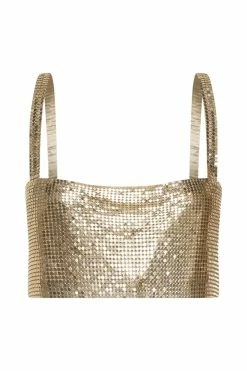 QNG Lianne Glow Mesh Bandeau Top - Gold