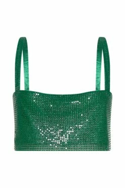 QNG Lianne Glow Mesh Bandeau Top - Green All Tops