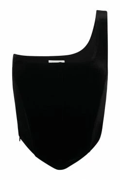 WNT Amira One Shoulder Velvet Corset - Black All Tops