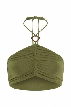 ROM Alizeh Ruched Halter Crop Top - Green 19 ROM Alizeh Ruched Halter Crop Top - Green