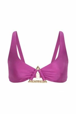 GLD Riley Triangle Hardware Bikini Top - Violet MESHKI SWIM