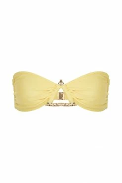 GLD MESHKI SWIM Elly Triangle Hardware Bandeau Bikini Top - Canary Yellow