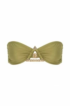GLD Elly Triangle Hardware Bandeau Bikini Top - Olive