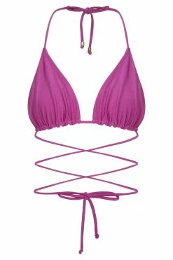 GLD Ariel Triangle Tie Up Bikini Top - Violet MESHKI SWIM