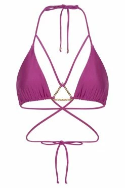 GLD MESHKI SWIM Lexy Triangle Bikini Top With Triangle Hardware - Violet