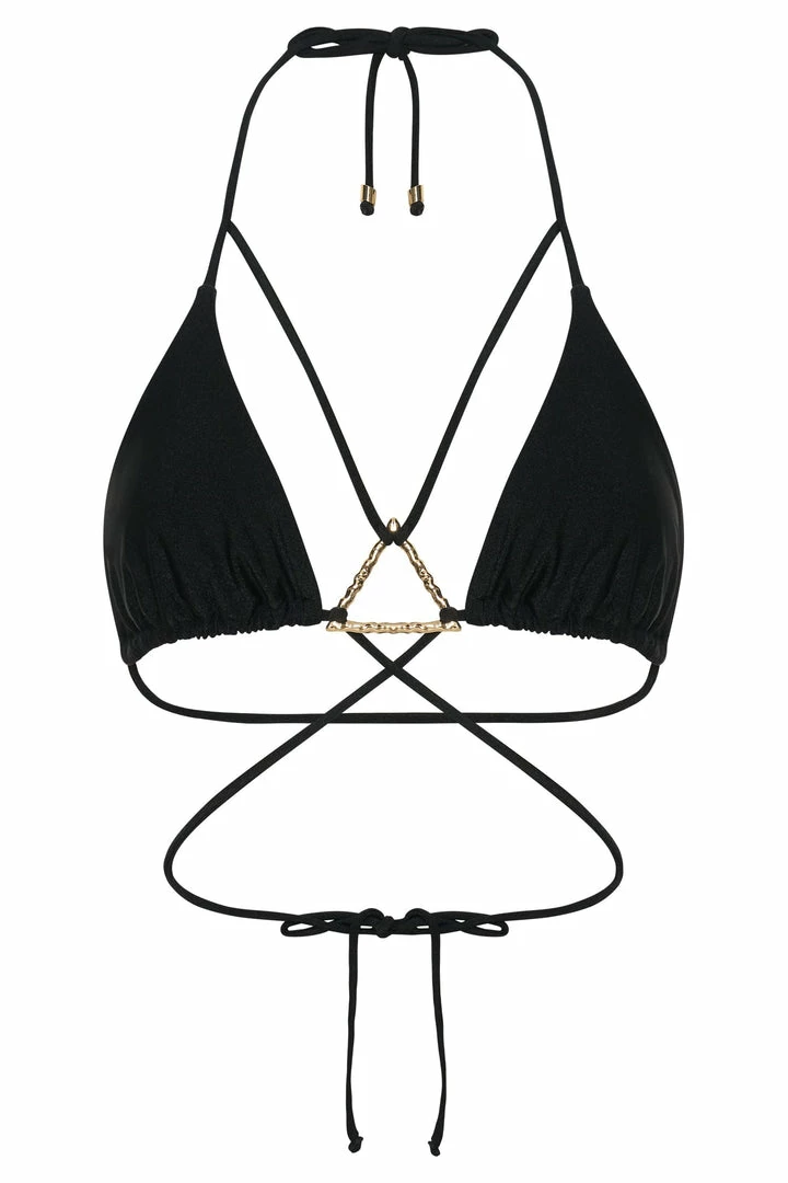 GLD Lexy Triangle Bikini Top With Triangle Hardware - Black MESHKI SWIM 8 GLD Lexy Triangle Bikini Top With Triangle Hardware - Black MESHKI SWIM