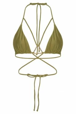 GLD Lexy Triangle Bikini Top With Triangle Hardware - Olive MESHKI SWIM
