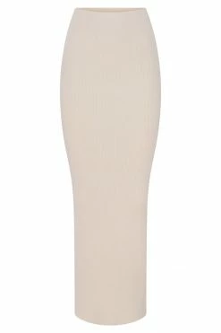 EMS Kaesha Split Midi Knitted Skirt - Bone Two Piece Sets