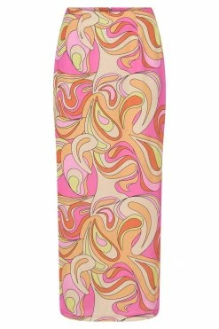 JLW Two Piece Sets Frankie Two Tone Satin Maxi Skirt - Psychedelic Print