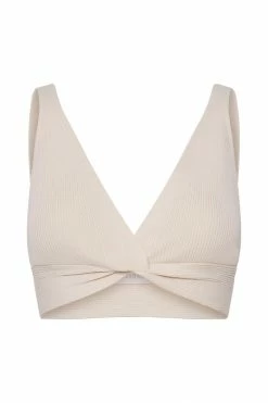 EMS All Tops Kaesha Twist Front Knit Top - Bone