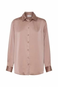 JLW Liliana Satin Shirt - Taupe All Tops 15 JLW Liliana Satin Shirt - Taupe All Tops