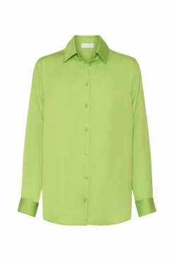 JLW Liliana Satin Shirt - Lime Green All Tops