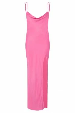 JLW DRESSES Jade Cowl Neck Backless Maxi Dress - Pink
