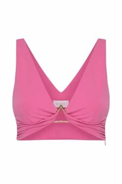 AMC Jacqui Triangle Hardware Crop Top - Pink