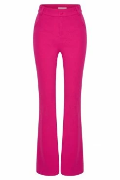 QNG Fiorella Flare Crepe Pants - Fuchsia
