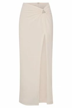AMC Two Piece Sets Jacqui Side Split Midi Skirt - Bone