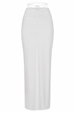 WXI Amber Ruched Maxi Skirt - White Two Piece Sets 17 WXI Amber Ruched Maxi Skirt - White Two Piece Sets