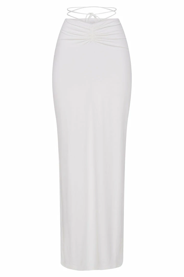WXI Amber Ruched Maxi Skirt - White Two Piece Sets 9 WXI Amber Ruched Maxi Skirt - White Two Piece Sets