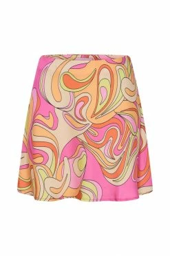 WNT Two Piece Sets Annalise Satin A Line Mini Skirt - Psychedelic Print