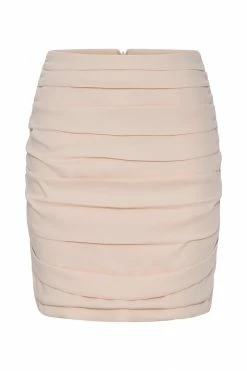 WNT Lola Ruched Mini Skirt - Cream Two Piece Sets