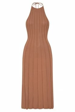 SHN Adrienne Halter Neck Midi Dress - Tan 17 SHN Adrienne Halter Neck Midi Dress - Tan