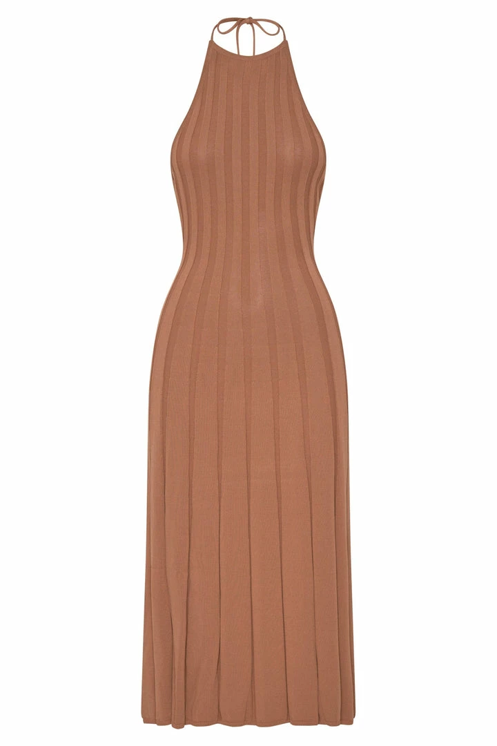 SHN Adrienne Halter Neck Midi Dress - Tan 9 SHN Adrienne Halter Neck Midi Dress - Tan