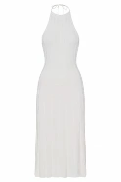 SHN Adrienne Halter Neck Midi Dress - White DRESSES