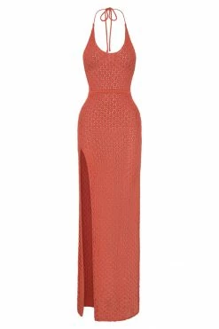 SKY DRESSES Malia Cut Out Crochet Maxi Dress - Burnt Orange 21 SKY DRESSES Malia Cut Out Crochet Maxi Dress - Burnt Orange