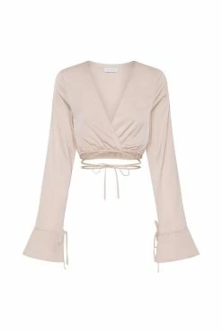 AMC Rheanna Wrap Around Cropped Shirt - Bone All Tops 19 AMC Rheanna Wrap Around Cropped Shirt - Bone All Tops