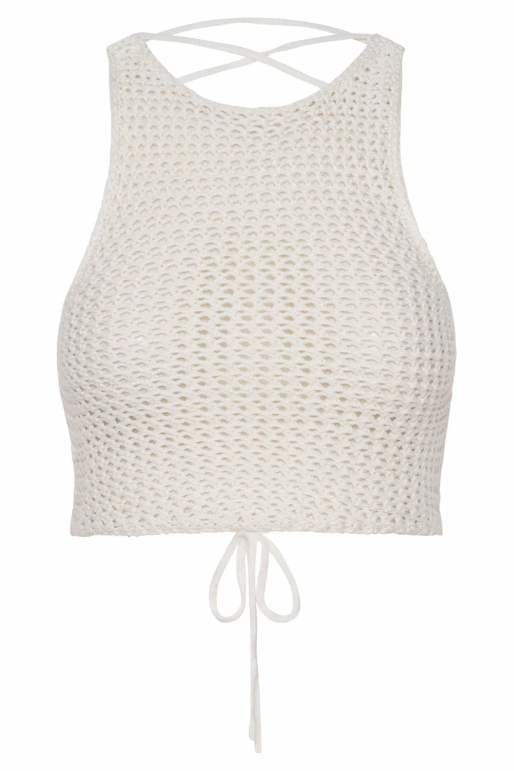 SKY Two Piece Sets Raquel Crochet Lace Up Back Top - Cream 9 SKY Two Piece Sets Raquel Crochet Lace Up Back Top - Cream