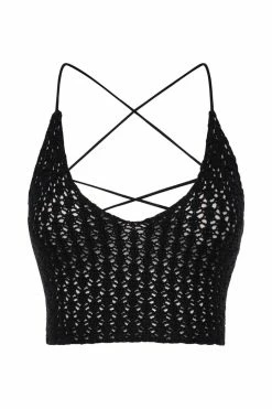 SKY Rosella Crochet Crop Top - Black