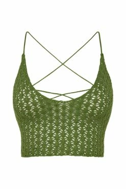 SKY Rosella Crochet Crop Top - Green