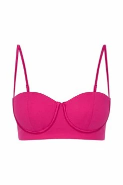 QNG Two Piece Sets Fiorella Crepe Bustier Top - Fuchsia