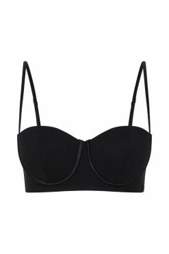 QNG Fiorella Crepe Bustier Top - Black