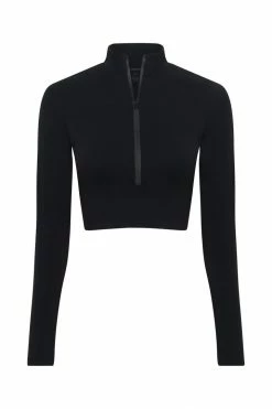 MGH Greta Zip Up Long Sleeve Crop Top - Black