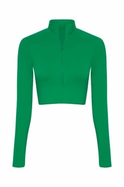 MGH Greta Zip Up Long Sleeve Crop Top - Bright Green