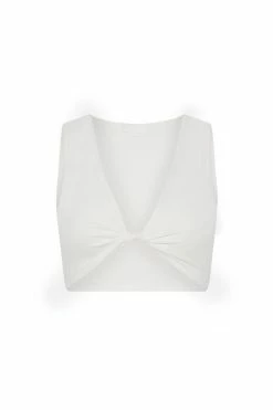 WXI All Tops Angela Twist Front Crop Top - White
