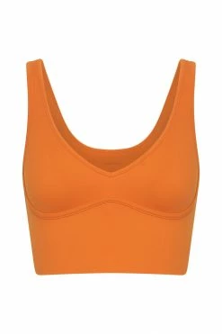 MGH Activewear Tops Jolie Seam Detail Longline Crop Top - Tangerine