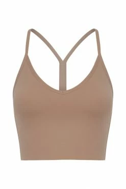 MGH Activewear Tops Edena V Back Crop Top - Taupe