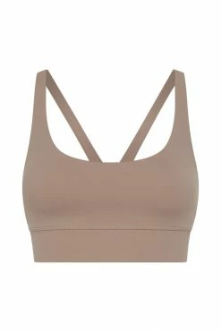 MGH Activewear Tops Elise V Back Cami Crop Top - Taupe