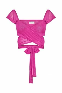 ROM Nicky Twist Front Tie Top - Fuchsia