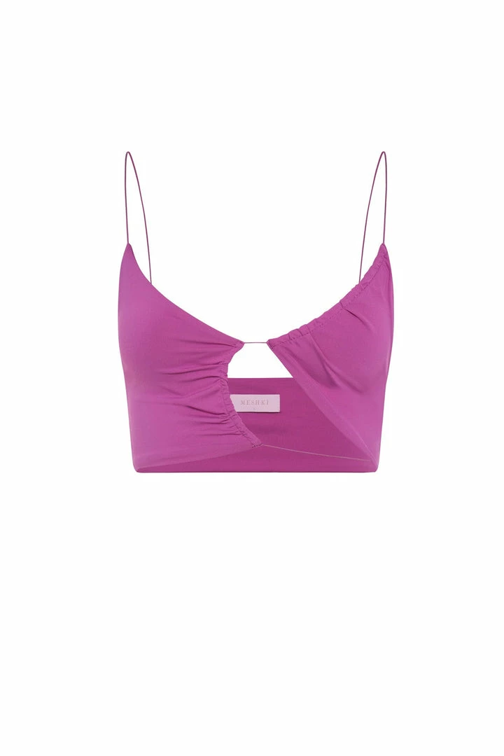 WXI All Tops Montana Ruched Cut Out Crop Top - Violet 10 WXI All Tops Montana Ruched Cut Out Crop Top - Violet