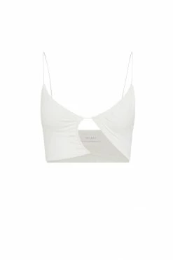 WXI Montana Ruched Cut Out Crop Top - White