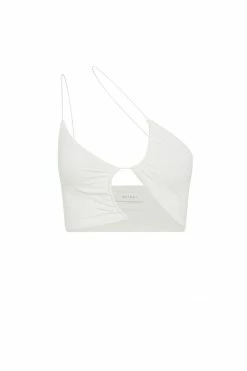 WXI Montana Ruched Cut Out Crop Top - White