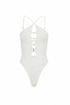 WXI Etta Beaded Cutout Bodysuit - White All Tops 13 WXI Etta Beaded Cutout Bodysuit - White All Tops