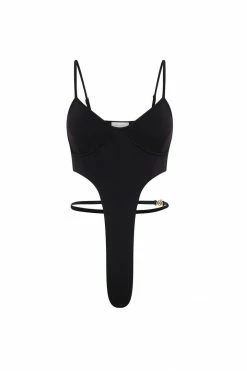 WXI Steph Cut Out Bodysuit With Hardware - Black All Tops 15 WXI Steph Cut Out Bodysuit With Hardware - Black All Tops